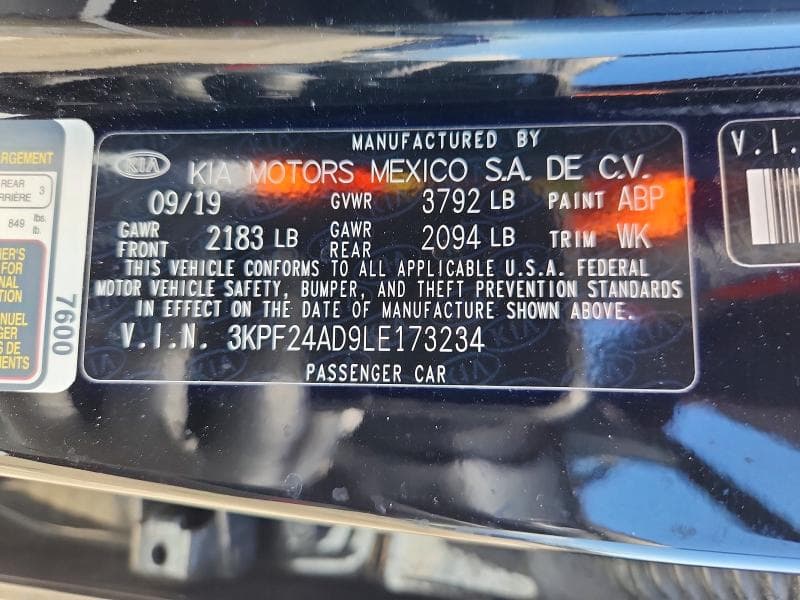 2020 KIA FORTE FE 12