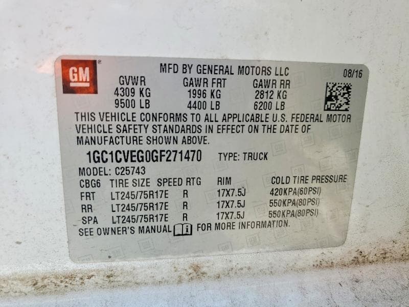 2016 CHEVROLET SILVERADO C2500 HEAVY DUTY LT C2500 HEAVY DUTY LT 12