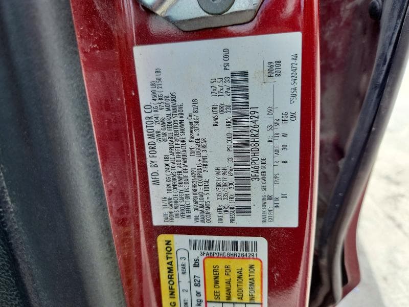 2017 FORD FUSION SE 12