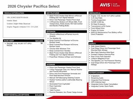 2026 CHRYSLER PACIFICA SELECT 13