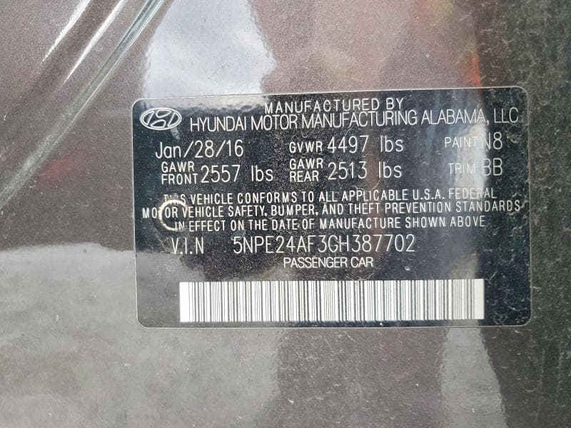 2016 HYUNDAI SONATA SE 12