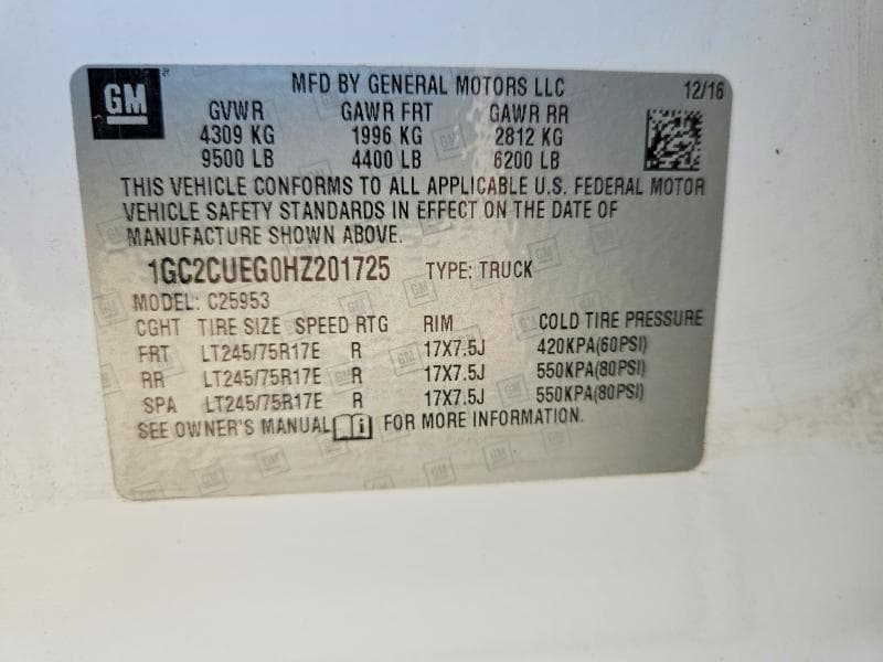 2017 CHEVROLET SILVERADO C2500 HEAVY DUTY 12