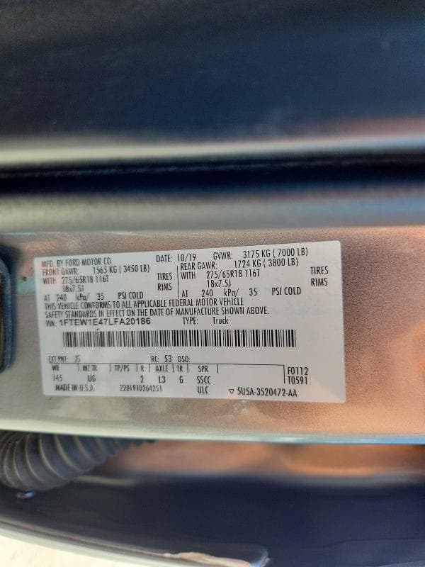 2020 FORD F150 SUPERCREW 12