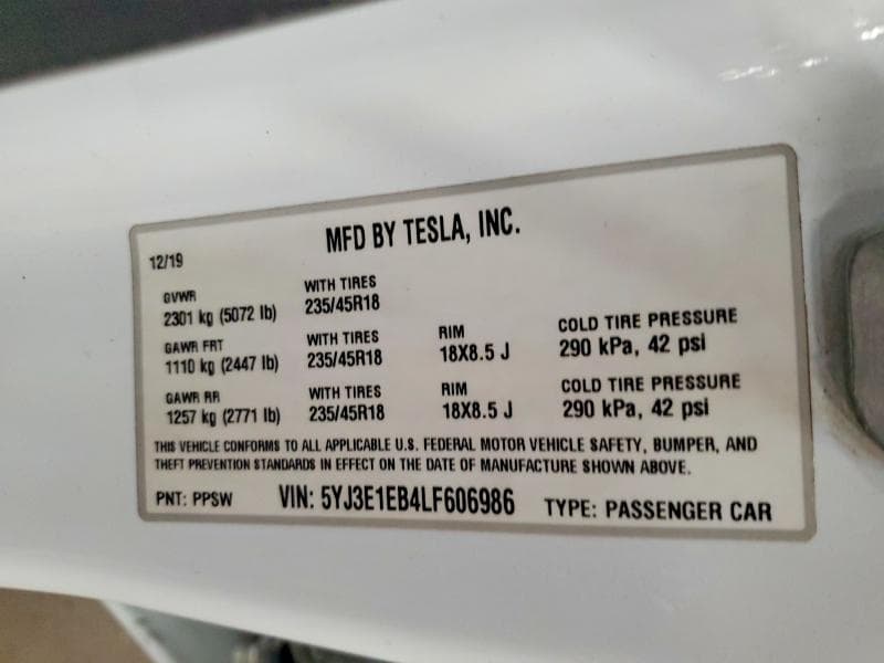 2020 TESLA MODEL 3 13