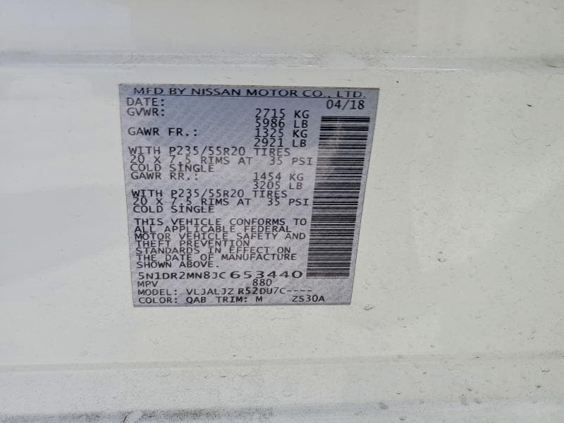2018 NISSAN PATHFINDER PLATINUM PLATINUM 12