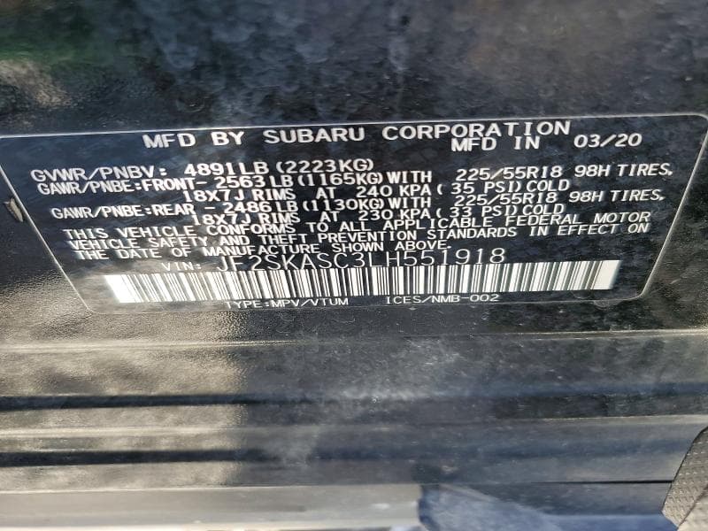 2020 SUBARU FORESTER LIMITED 14