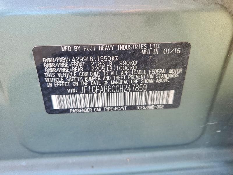 2016 SUBARU IMPREZA PREMIUM PREMIUM 12