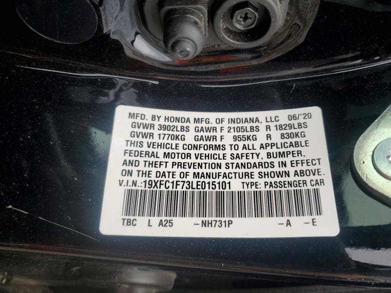 2020 HONDA CIVIC EXL EXL 12