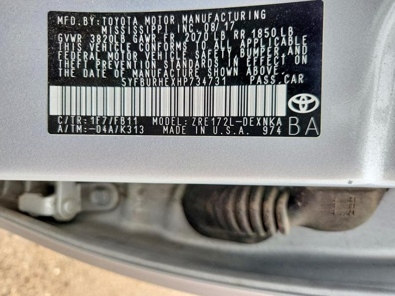 2017 TOYOTA COROLLA LE 13