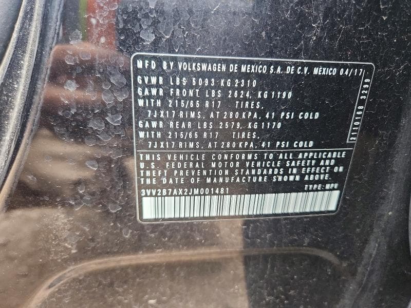 2018 VOLKSWAGEN TIGUAN SE SE 12