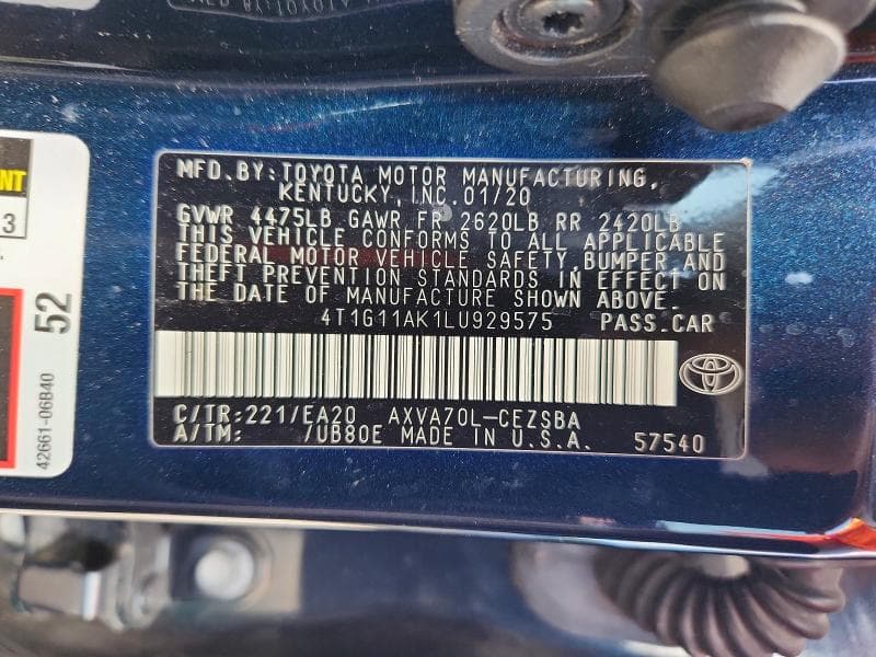 2020 TOYOTA CAMRY SE SE 12