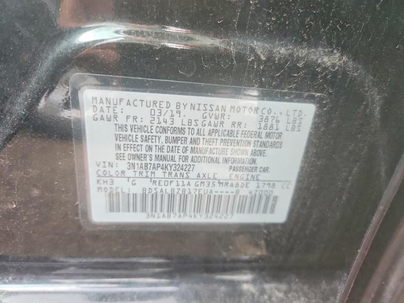 2019 NISSAN SENTRA S 12