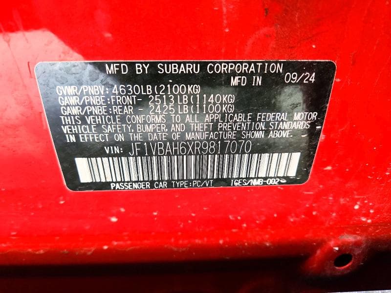 2024 SUBARU WRX PREMIUM 12