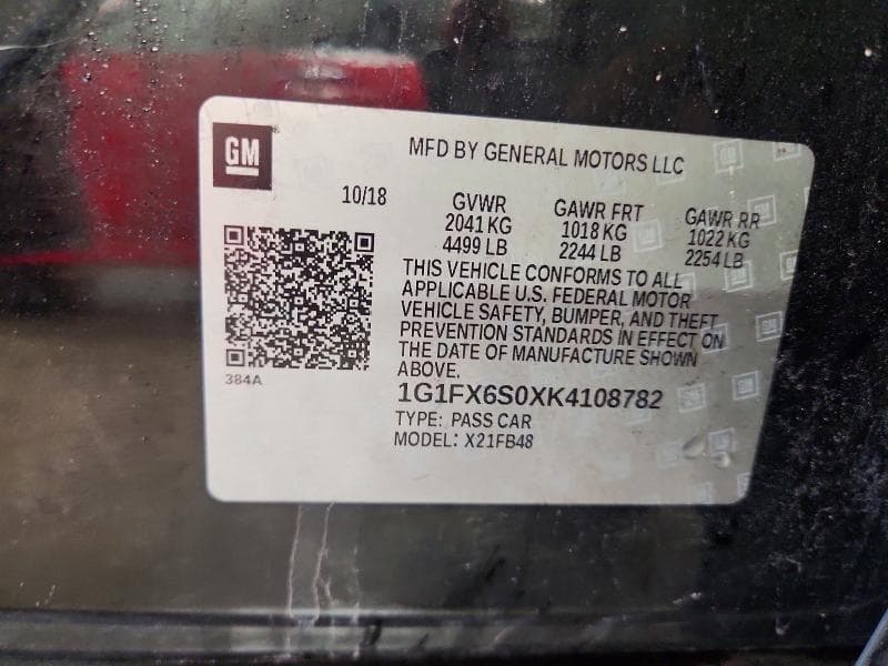 2019 CHEVROLET BOLT EV PREMIER PREMIER 12