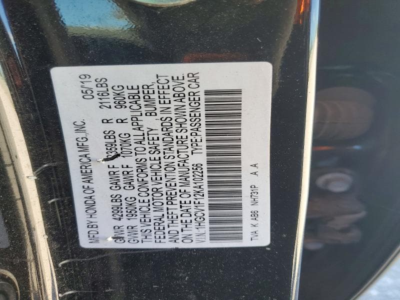 2019 HONDA ACCORD LX 12