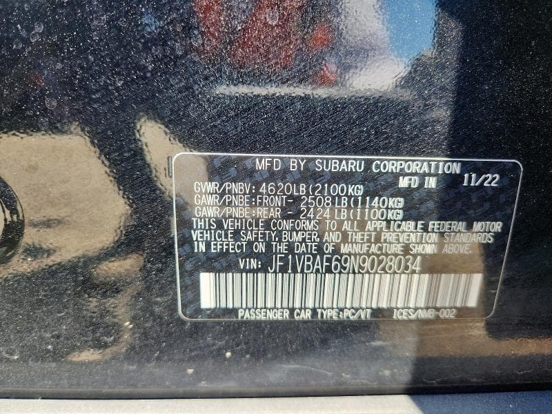 2022 SUBARU WRX PREMIUM PREMIUM 13