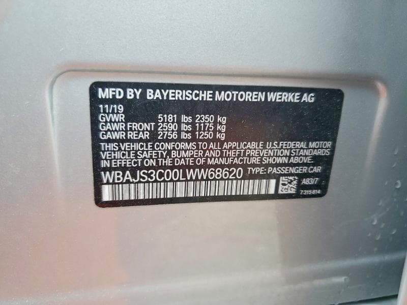2020 BMW 540 XI XI 12
