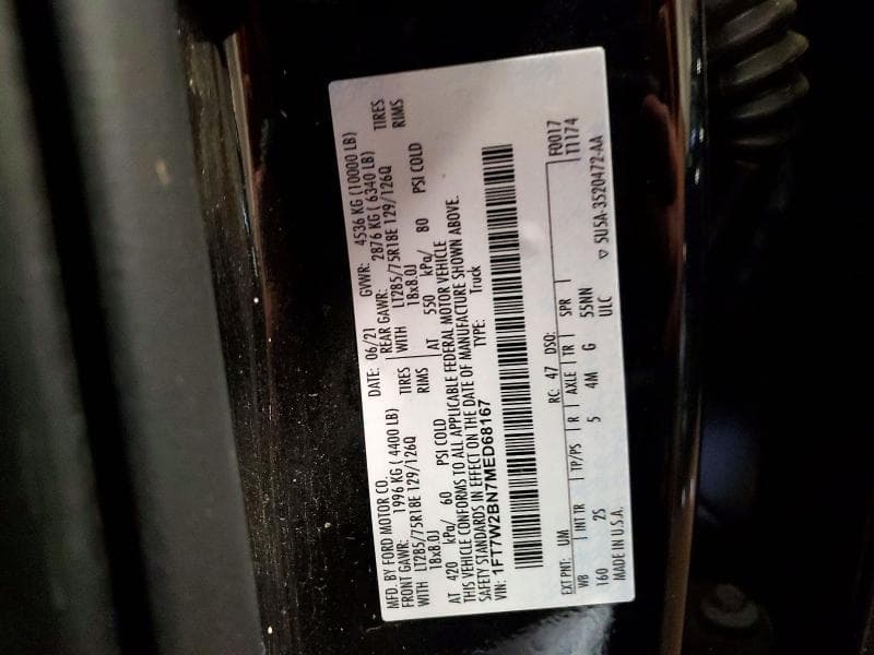 2021 FORD F250 SUPER DUTY SUPER DUTY 12