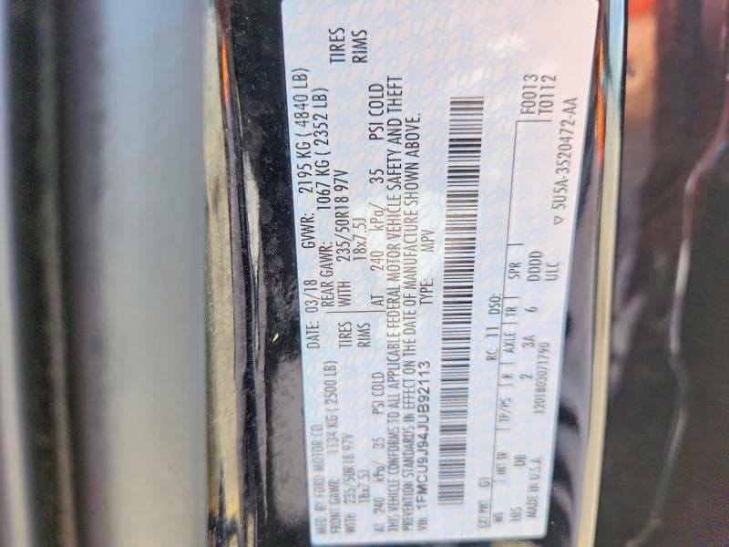 2018 FORD ESCAPE TITANIUM TITANIUM 13