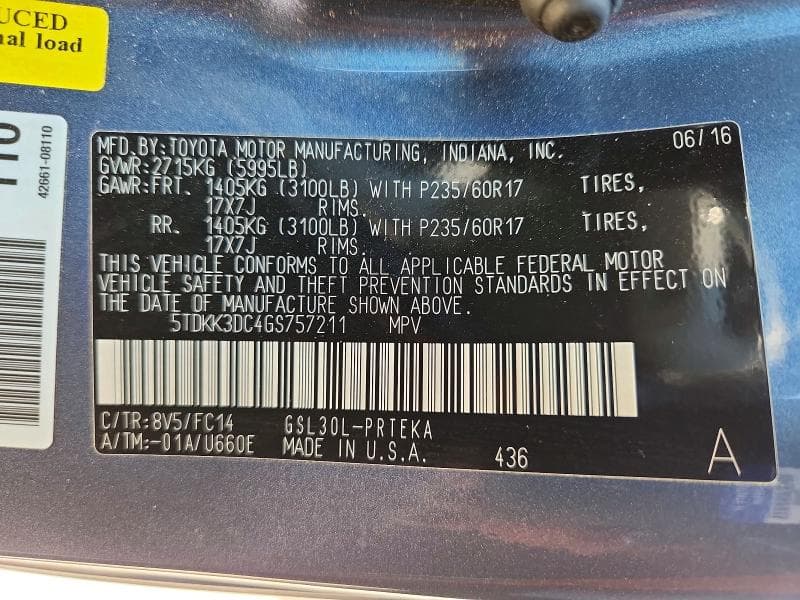 2016 TOYOTA SIENNA LE 13
