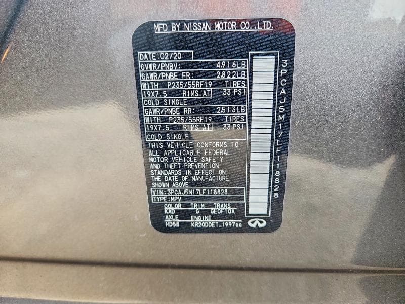 2020 INFINITI QX50 SENSORY 14