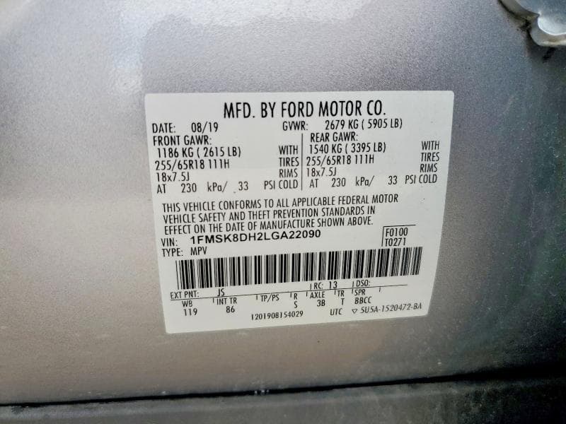 2020 FORD EXPLORER XLT 13