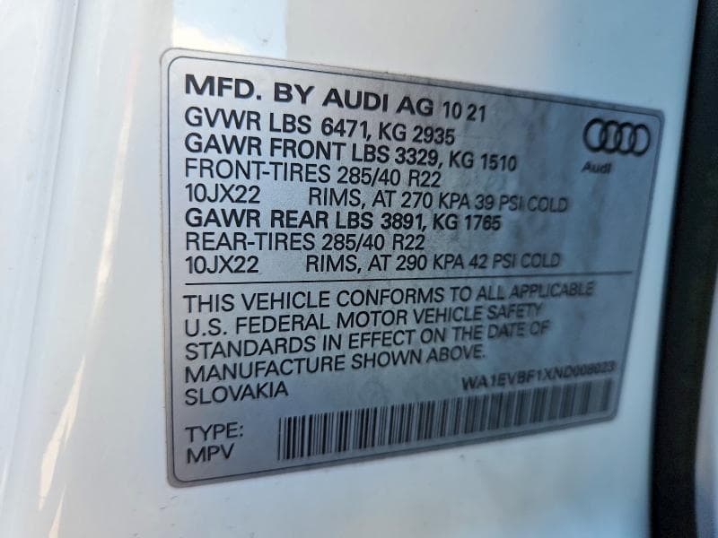 2022 AUDI Q8 PREMIUM PLUS S-LINE PREMIUM PLUS S-LINE 12