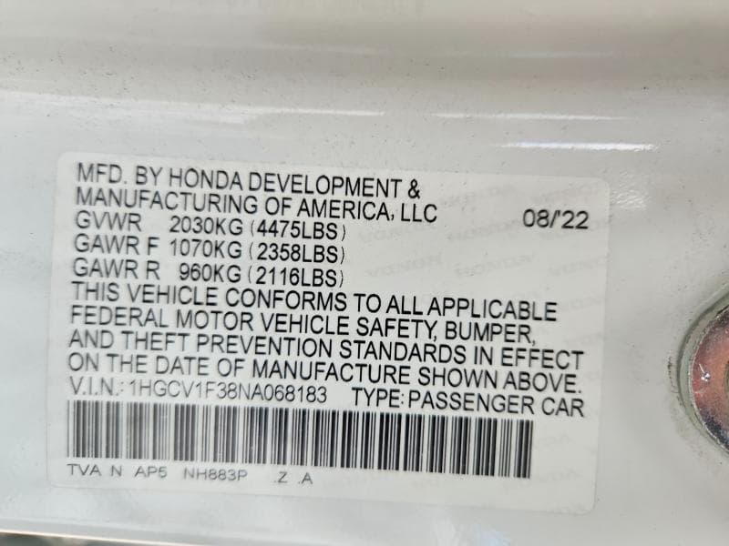 2022 HONDA ACCORD SPORT SPORT 13