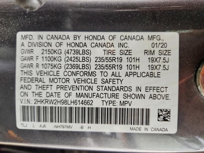 2020 HONDA CR-V TOURING 14
