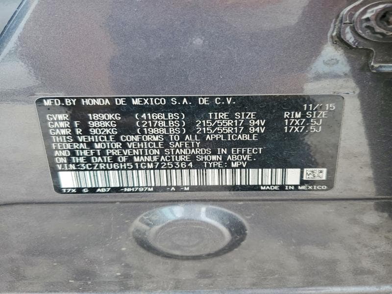 2016 HONDA HR-V EX 14