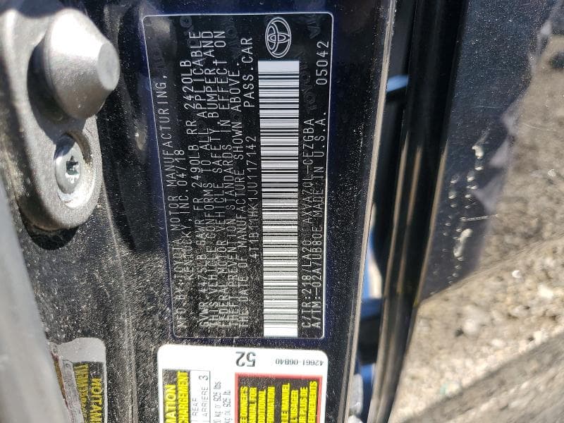 2018 TOYOTA CAMRY XLE XLE 12
