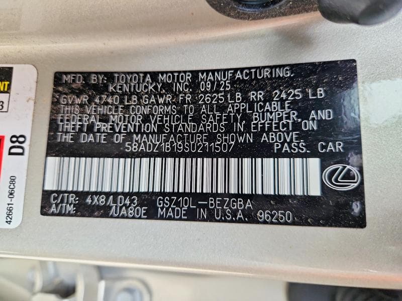 2025 LEXUS ES 350 BASE 12