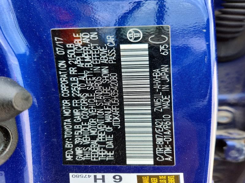 2017 TOYOTA PRIUS FOUR TOURING 12