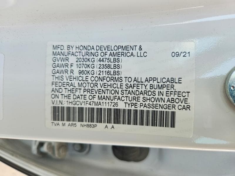 2021 HONDA ACCORD SPORT SE 12