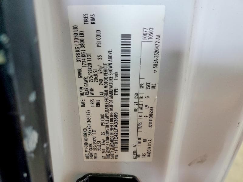 2020 FORD F150 SUPER CAB SUPER CAB 12