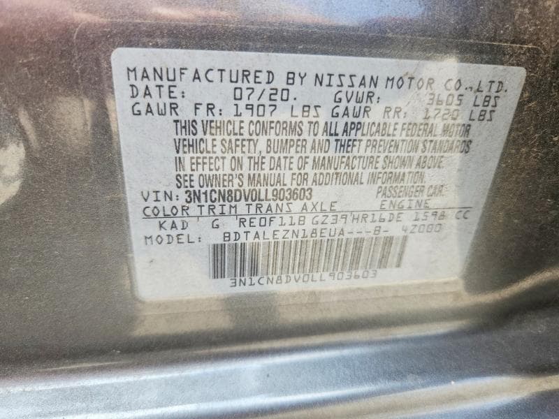 2020 NISSAN VERSA S 12