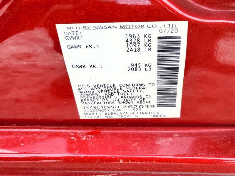 2020 NISSAN ALTIMA SR 12