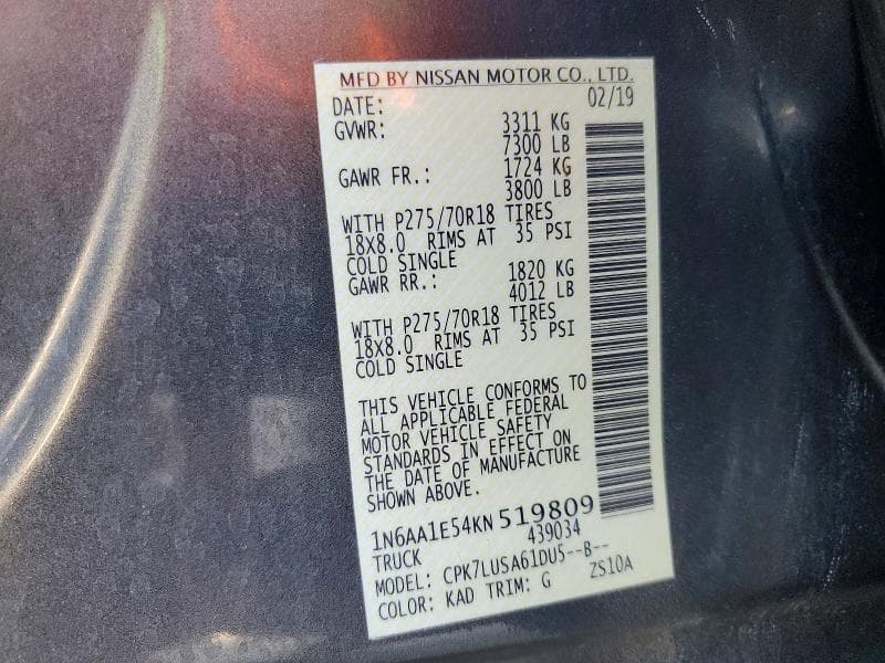 2019 NISSAN TITAN PRO-4X 12