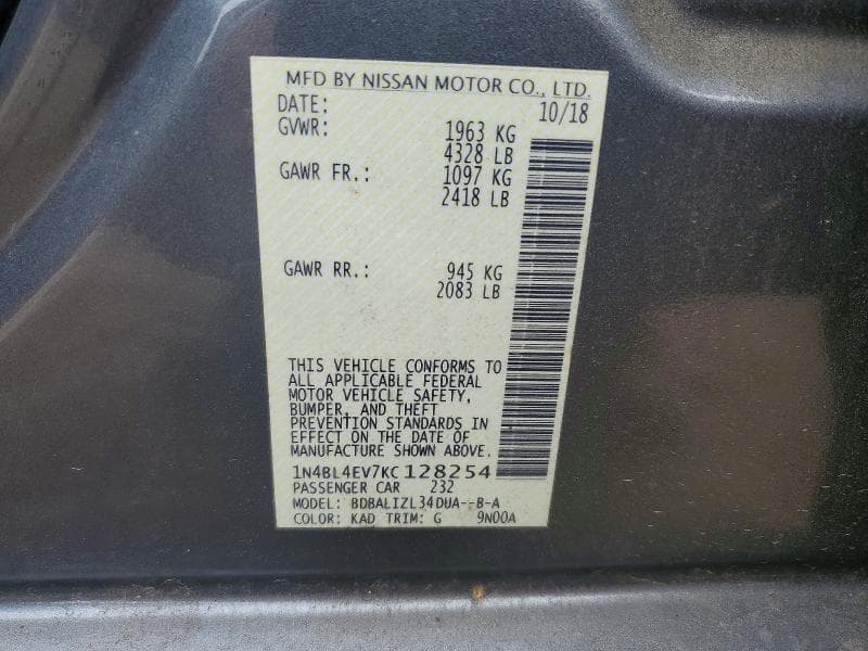 2019 NISSAN ALTIMA SL 12