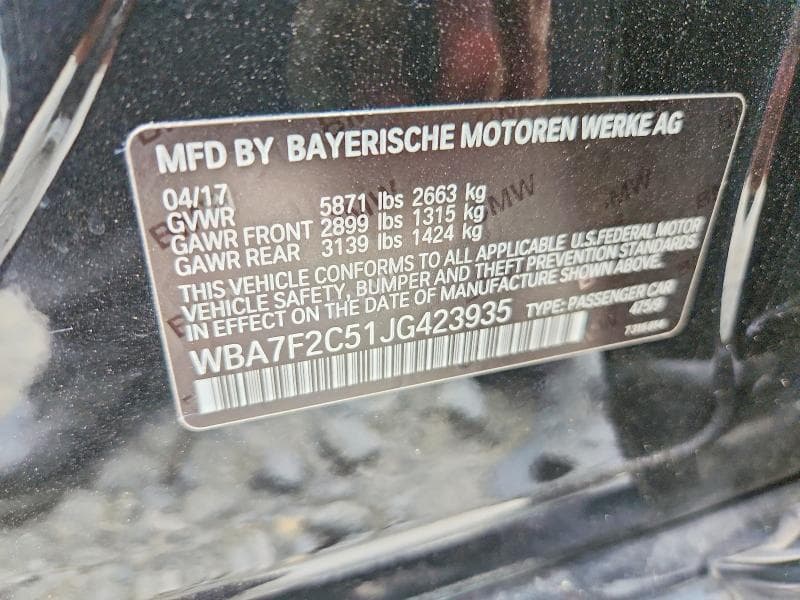 2018 BMW 750 XI 12