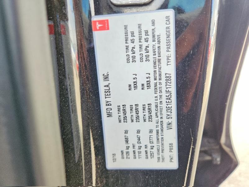 2018 TESLA MODEL 3 12