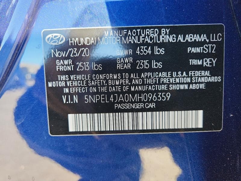2021 HYUNDAI SONATA SEL SEL 12
