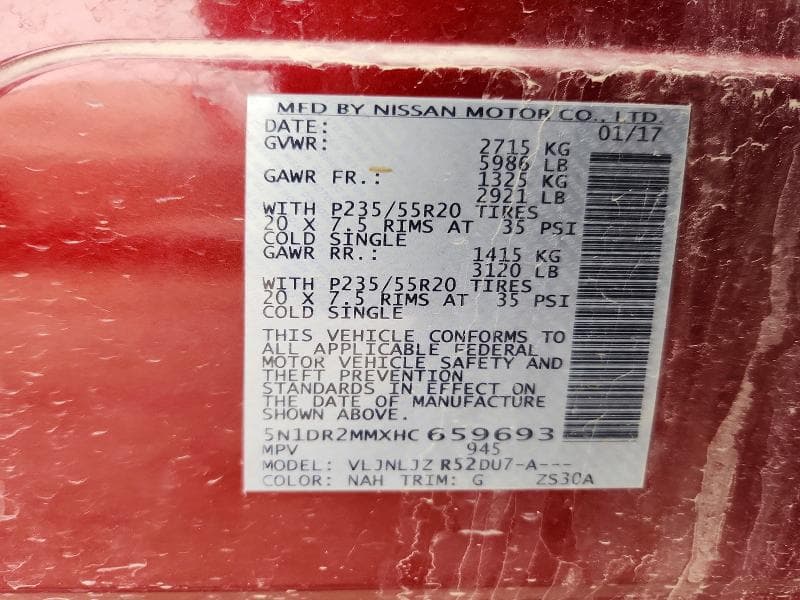 2017 NISSAN PATHFINDER PLATINUM 14
