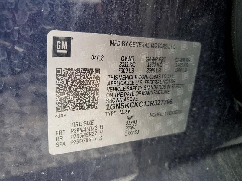 2018 CHEVROLET TAHOE K1500 PREMIER 13