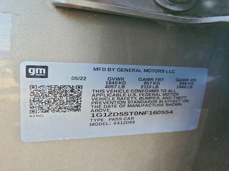 2022 CHEVROLET MALIBU LT LT 12