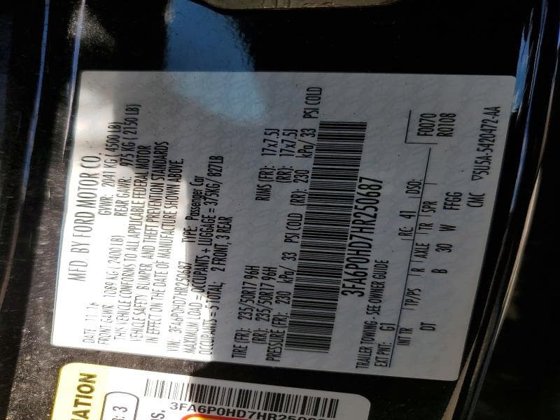 2017 FORD FUSION SE SE 12