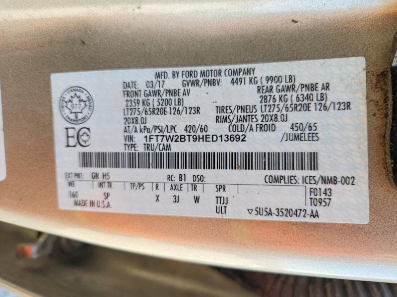 2017 FORD F250 SUPER DUTY 12