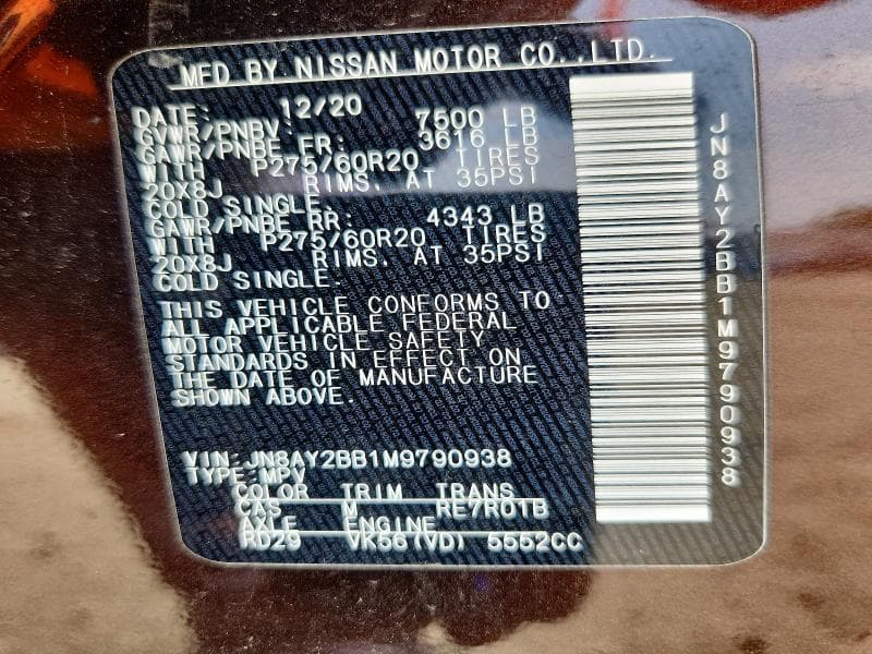 2021 NISSAN ARMADA SL 14