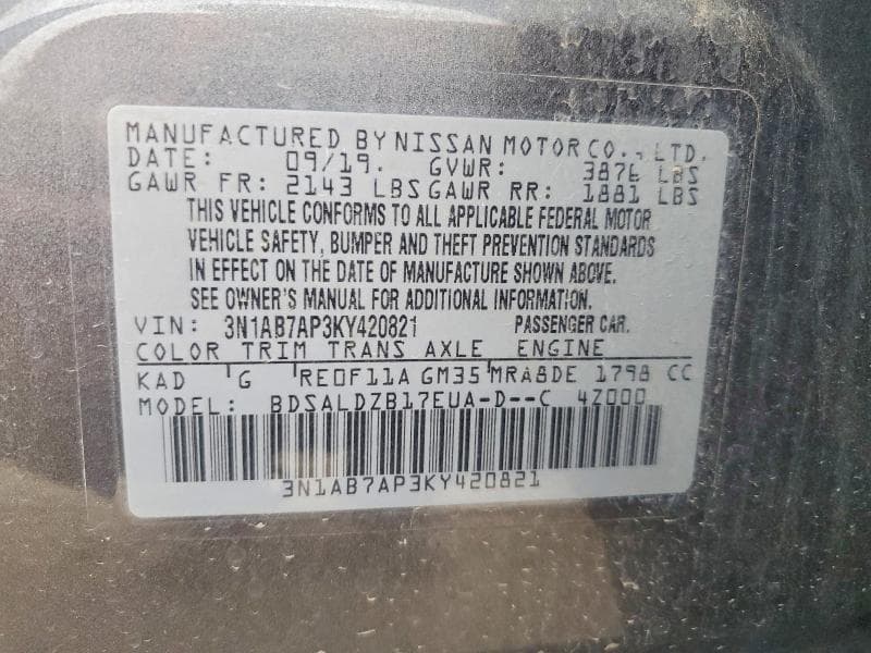 2019 NISSAN SENTRA SV SV 12