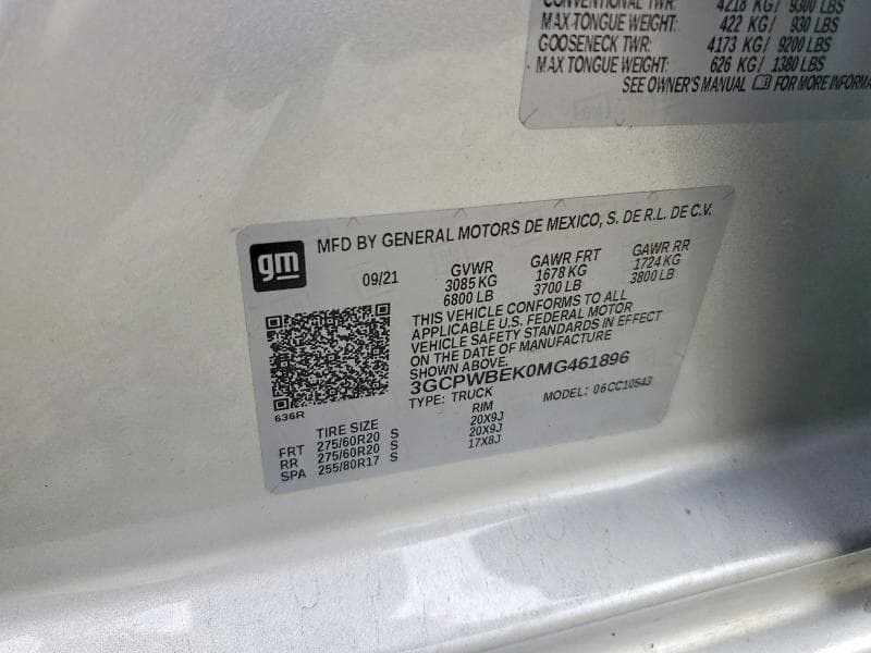 2021 CHEVROLET SILVERADO C1500 CUSTOM C1500 CUSTOM 12
